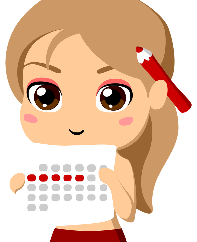 Zeichnung Mädchen mit Kalender
