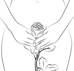 Zeichnung weiblicher Körper mit Rose